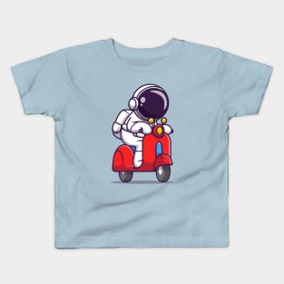 Cute Astronaut Riding Scooter Kids T-Shirt